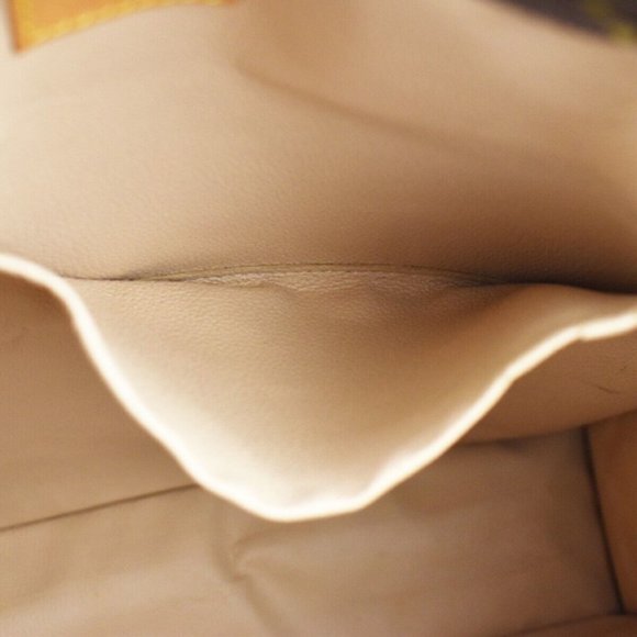 LOUIS VUITTON Logo Sac Plat Hand Tote Bag Monogram Leather Brown M51140 81YA132 - Picture 14 of 16